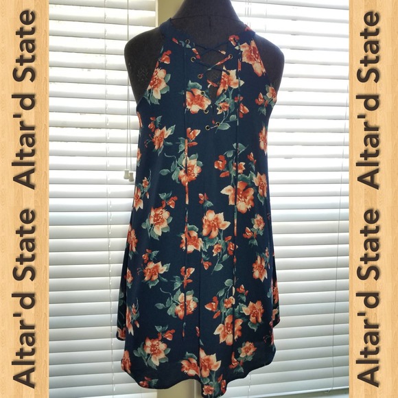 ALTAR'D STATE Sleeveless Midi Dress Women Blue Navy - Picture 5 of 8